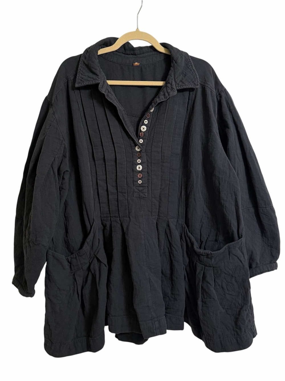 Free People Thalia Bohemian Oversized Mini Shirtdress Size Large - Picture 4 of 7